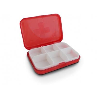 Boite rectangulaire à  6 compartiments pour rangement de médicaments Rouge accessoire zen
