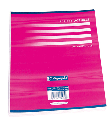 Clairefontaine - Copies Doubles Non Perforees 17x22 Seyes 70g Blanc -paquet De 50