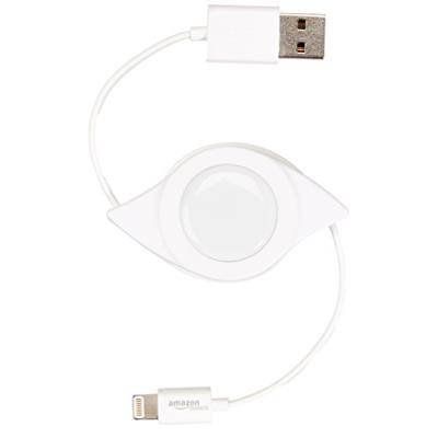 AmazonBasics Câble rétractable Lightning vers USB Certifié Apple Blanc 0,6 m
