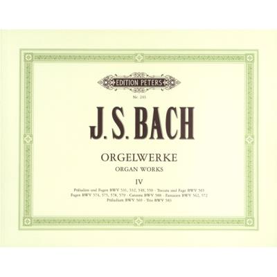 Partitions classique EDITION PETERS BACH JOHANN SEBASTIAN - COMPLETE ORGAN WORKS IN 9 VOLUMES, VOL.4 - ORGAN Orgue