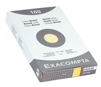 Bristol Exacompta 125x200mm 205g Quadrillé - Etui de 100 fiches - Jaune