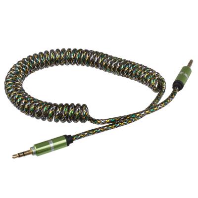 Lilware Câble Audio Auxiliaire 3.5mm Enroulé En Ressort Caoutchouté Mâle à Mâle. Vert