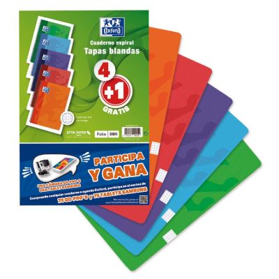 Oxford Pack 5 Cahiers 90 gr Feuille 80 Quadrillage