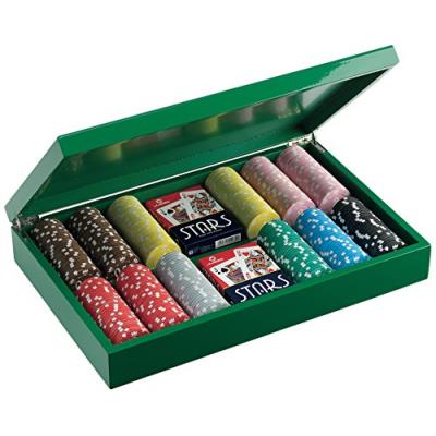 Juego - Ju00068 Jeu De Cartes Poker Set, 300 fiches Camelot Game Set (Vert)