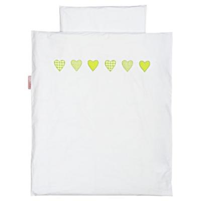 taftan - housse de couette et taie d'oreiller coeur patchwork vert anis (100 x 135 cm) - vert anis
