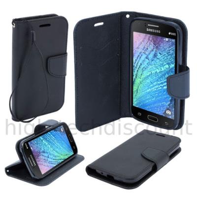 Housse etui coque pochette portefeuille pour Samsung Galaxy J5 - NOIR / NOIR