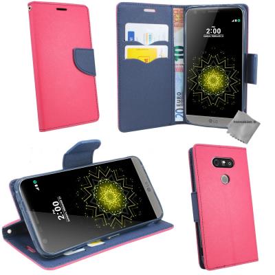 Housse etui coque pochette portefeuille pour LG G5 - ROSE / BLEU