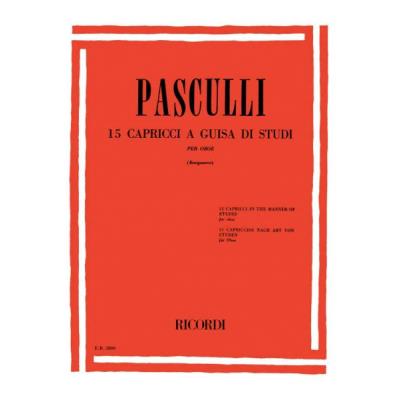 Méthodes et pédagogie RICORDI PASCULLI A. - 15 CAPRICCI PER OBOE A GUISA DI STUDI - HAUTBOIS ET PIANO Hautbois