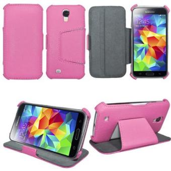 Etui Samsung Galaxy S5 rose Ultra Slim Cuir Style avec stand - Housse coque de protection Galaxy SV rose 32/64/128 Go (Wifi / 3G/ LTE / 4G) - Accessoires pochette Flip Cover XEPTIO : Exceptional case ! - 1