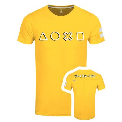 Playstation T-Shirt Icons Long Line Homme Jaune - Taille M