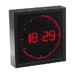 Stock Bureau - UNILUX Horloge murale FLO LED 28x28 cm date/température  Filaire noir