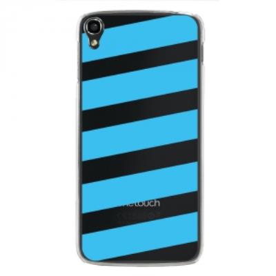 Coque rigide transparente pour Alcatel Idol-3 de 5,5 pouces impression bandes bleues