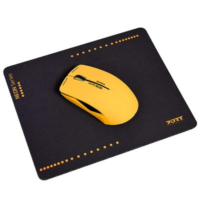 Port Connect - Souris sans-fil Orange avec tapis de souris assorti