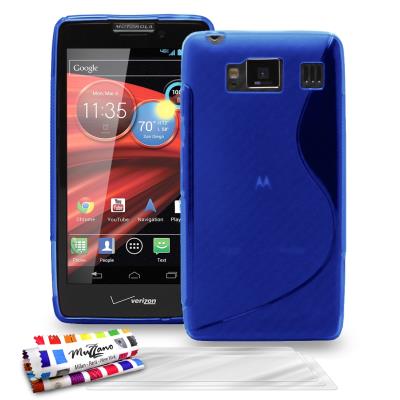 Coque Souple ORIGINALE Ultra Fine Bleu , Le S,  Premium de MUZZANO pour MOTOROLA RAZR HD + 3 Protections Ecran , UltraClear,  Pour MOTOROLA RAZR HD