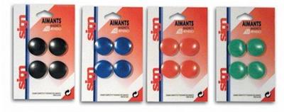 Blister 4 aimants ronds 32mm coloris assortis