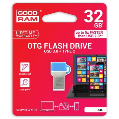 Goodram typ dual c clé usb 3.0 8 go odd3-0320b0r11
