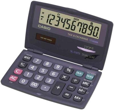 CASIO - calculatrice SL-210 TE, avec alimentation solaire/pile