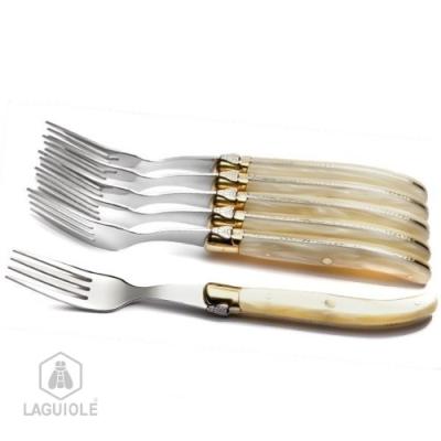 CLAUDE DOZORME 2.60.005.56 LAGUIOLE COFFRET 6 FOURCHETTES STEAK MANCHE NARCINE NATURELLE MITRE LAITON