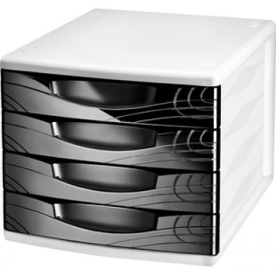 cep cep module de classement origins, 4 tiroirs, blanc / noir noir