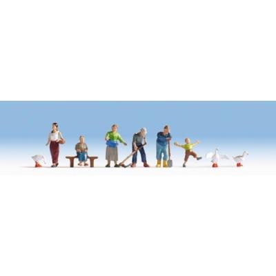 Noch - 45629 - modélisme - matériaux de surface - fermiers - 6 figurines + 3 animaux + accessoires