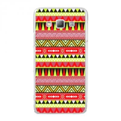 Coque rigide transparente pour Samsung Galaxy A7 avec impression Motifs aztèque jaune et rouge