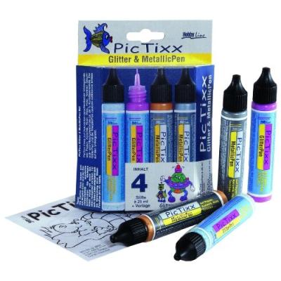 Kreul glitter & metallicpen hobby line pictixx, set de 4 49891