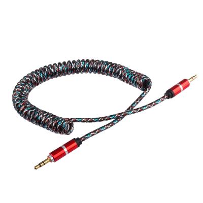 Lilware Câble Audio Auxiliaire 3.5mm Enroulé En Ressort Caoutchouté Mâle à Mâle. Rouge