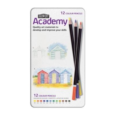 DERWENT ACADEMY COLOURING PENCILS HIGH -QUALITY PIGMENTS ASSORTED REF 2301937 [PACK 12]