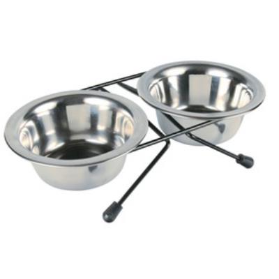 Gamelles / Bols et Support en Inox pour Chien - Taille 24 cm