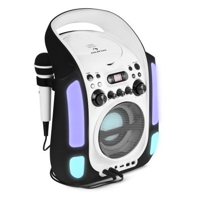 auna Kara Illumina Lecteur karaoké CD USB MP3 effets lumineux LED 2 micros –noir