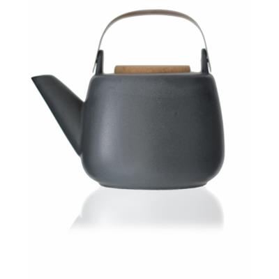 Viva Scandinavia (V36103) Théière en porcelaine avec poignée, infuseur en acier inoxydable, bec anti-gouttes, thé en vrac, thé à feuilles - Noir - 1,2l