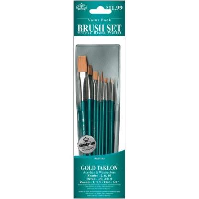 ROYAL & LANGNICKEL RSET-9155 SET DE PINCEAUX VARIÉTÉ TAKLON OR 10 PIÈCES