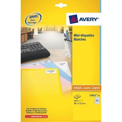 Avery - Mini Etiquette Laser 38,1x21,2 - Boite De 1625