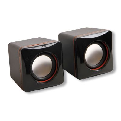 MCL Mini Haut-parleurs 2 x 2W RMS - 120W PMPO alimentés par l'USB - Noir