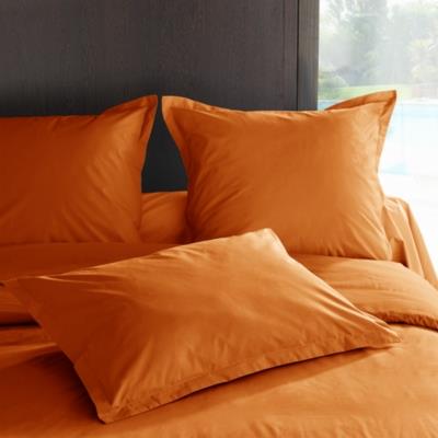 Taie d'oreiller percale Méline 2 LABELIS SIM 65 x 65 cm Orange Cuivré