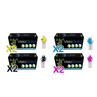 Cartouche compatible - Pack de huit toners cartouches d'encre TN241BK 2 Noir 2500 pages, TN245Y 2 Cyan, TN245M 2 Magenta et TN245C 2 Jaune 2200 pages générique pour imprimante Brother DCP 9020CDW - Visiodirect -