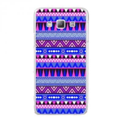 Coque rigide transparente pour Samsung Galaxy A7 avec impression Motifs aztèque bleu et violet