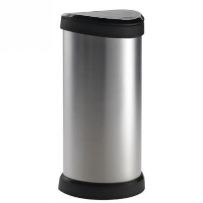 Poubelle 40 L plastique Touch, aspect métal