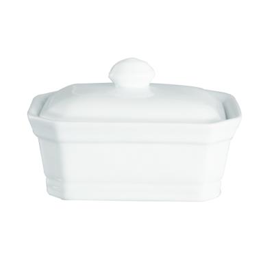 Terrine rectangulaire avec couvercle bouton blanche 11 x 8 cm 200 gr