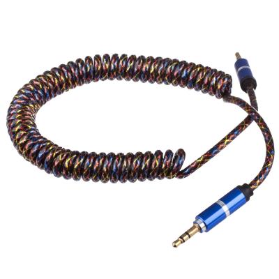 Lilware Câble Audio Auxiliaire 3.5mm Enroulé En Ressort Caoutchouté Mâle à Mâle. Bleu