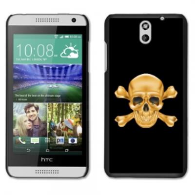 Coque noire pour HTC Desire 610 motif tête de mort Gold