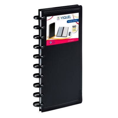 Porte cartes de visite Geode Business capacité 160 cartes pochettes amovibles Viquel Noir