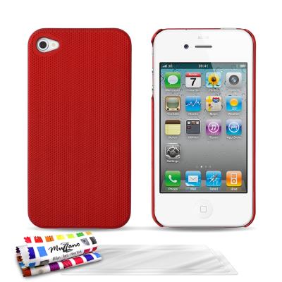 Coque ORIGINAL Ultra Fine Rouge , Le Pika, Premium de MUZZANO pour APPLE IPHONE 4 IPHONE 4S + 3 Films de Protection Ecran UltraClear Pour APPLE IPHONE 4 IPHONE 4S