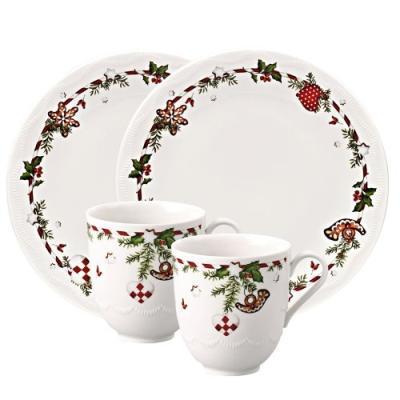 hutschenreuther 02460-725492-29213 lot de 2 tasses en porcelaine avec soucoupes motifs de noël