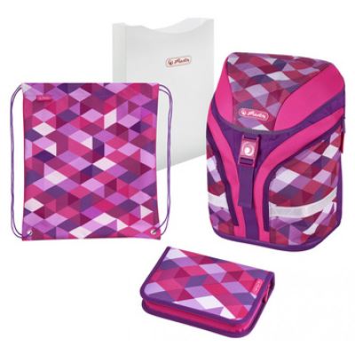 herlitz herlitz cartable motion plus pink cubes noir
