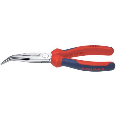 Pince bec de cigogne, courbée à 40°, en acier électrique au vanadium, de forme stable, tête chromée, poignées à gaine en plastique, Long. : 200 mm