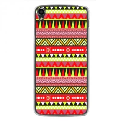 Coque rigide transparente pour Alcatel Idol-3 de 5,5 pouces impression aztèque jaune et rouge
