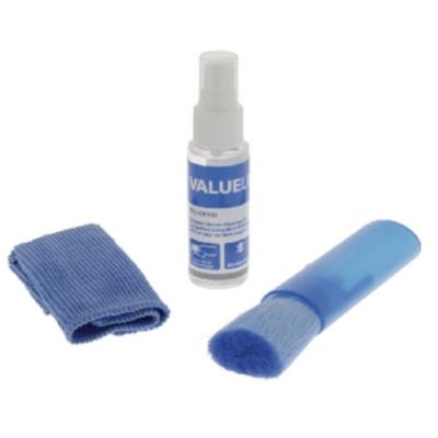 Kit de nettoyage pour écran 3en1 avec 35ml de produit, chiffon et brosse valueline vlc-ck100