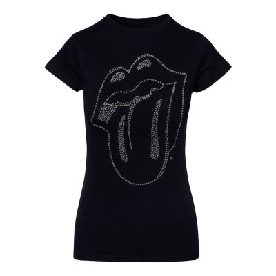 Femmes Les Rolling Stones Tongue Diamante T-shirt: Grand
