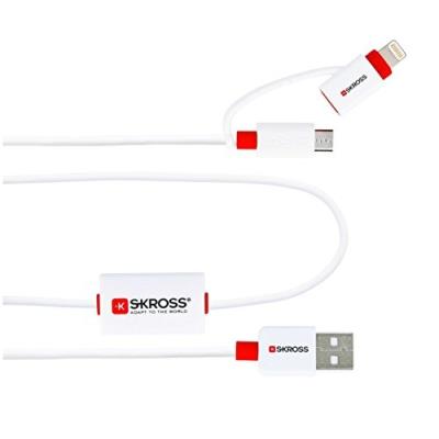 Skross buzz 2in1 micro usb & lightning connector - skross charge & sync alarm cable avec diebstahlschutz et erinnerungsfunktion